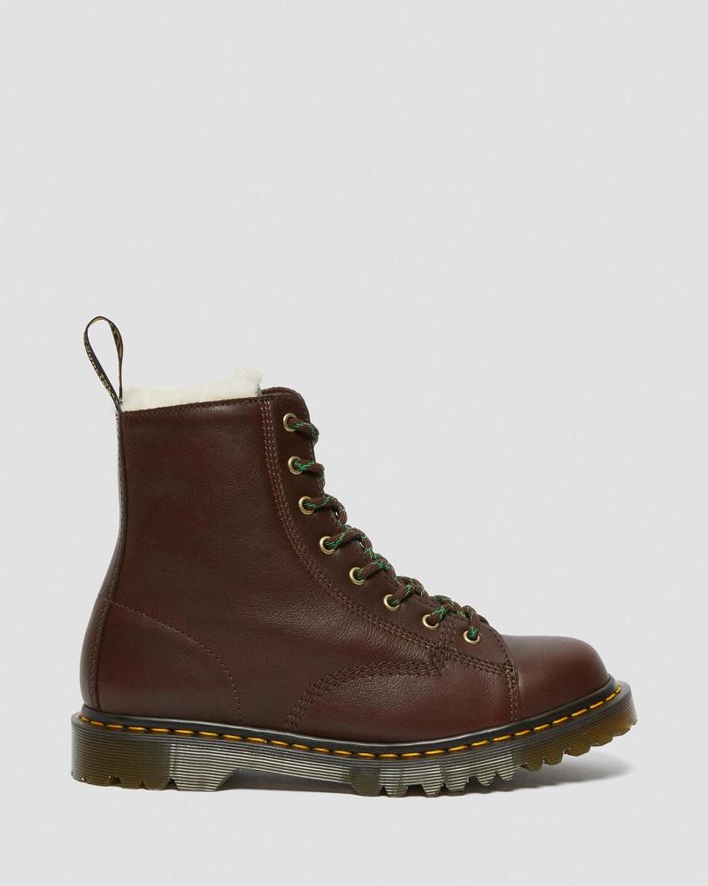 Men's Dr Martens Barton Made in England Shearling Lined Leather Ankle Boots Brown | AU 434XYU